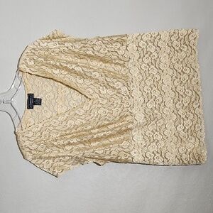 Elementz Shirt Womens Size 1X Lace Light Tan Whimsy Fairy Babydoll Coquette